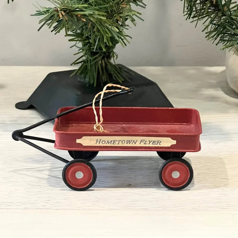 Midwest of Cannon Falls Vintage Ornament Lot Pedal Car Red Hometown Flyer Wagon